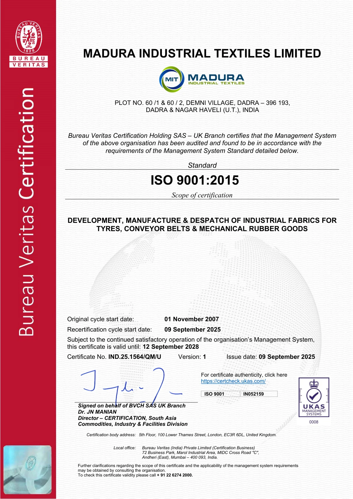 MITLD ISO 9001 Certificate Due 12-09-2028